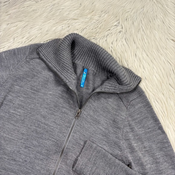 Kuhl Women's S Gray Merino Wool Blend Asymmetrical Zip Front Sweater Outdoorsy - Picture 3 of 8